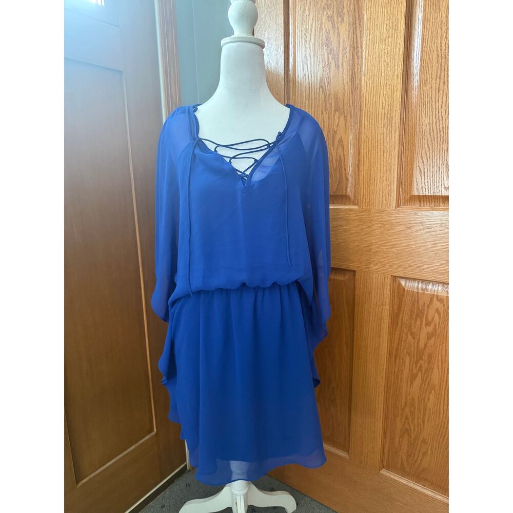 Express Blue Tank Dress Sheer Overlay Size Large